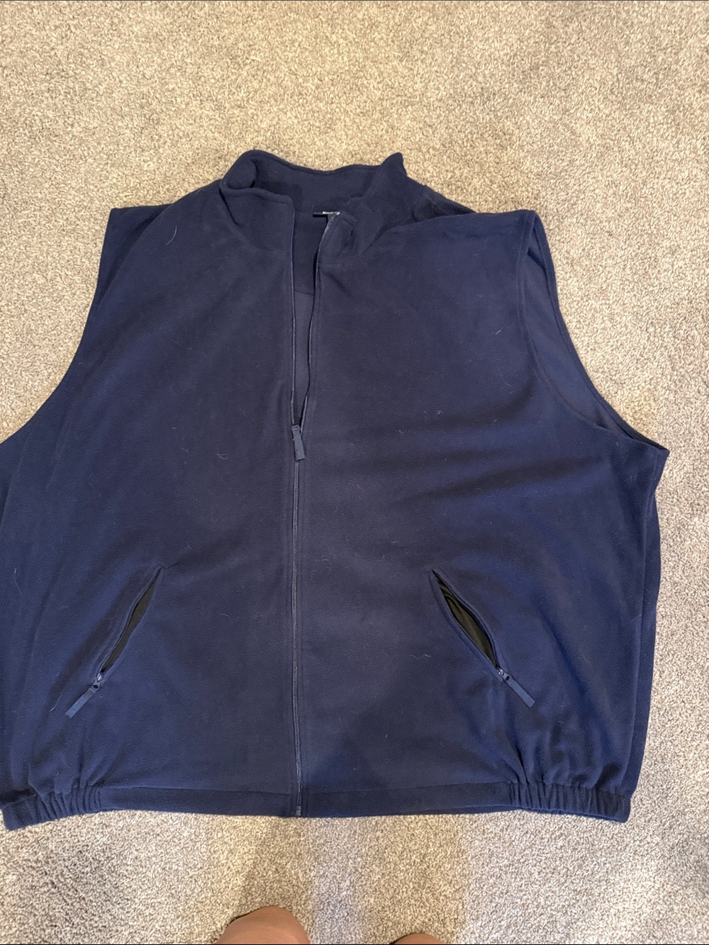 Men’s big and tall Navy Fleece Zip-Up Vest